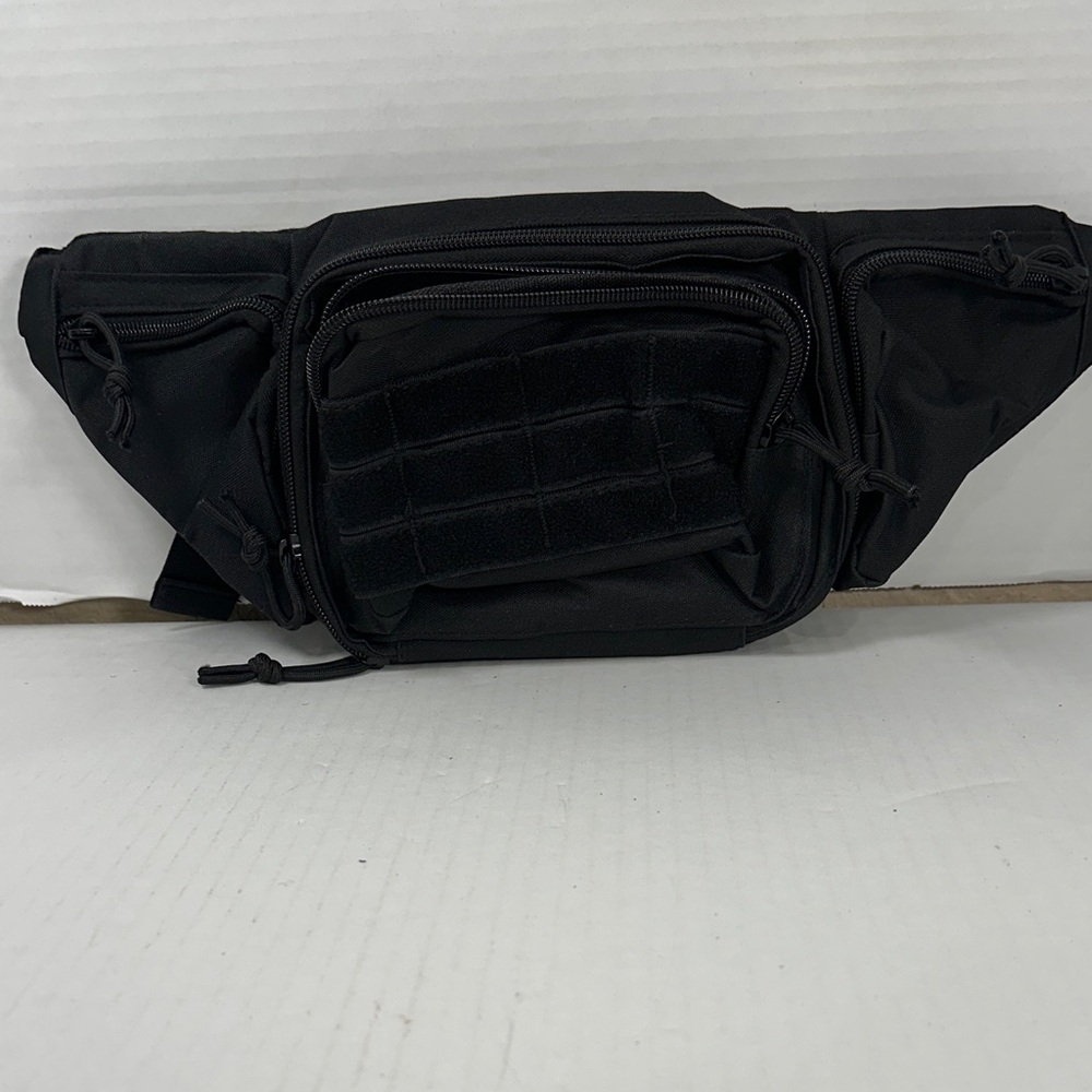 Men's Black Belt Bag with Multiple Compartments